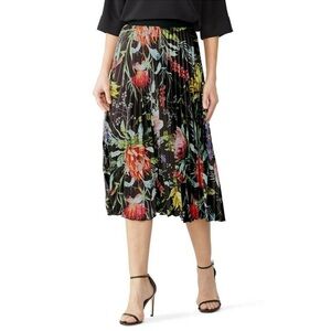 Fuzzi Floral Botanical Pleated Midi Skirt